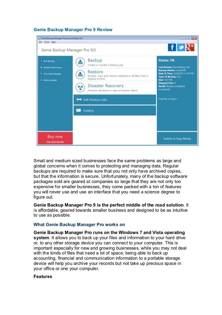 genie disaster recovery
